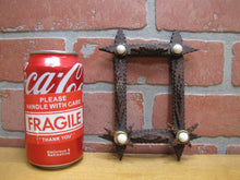 Load image into Gallery viewer, Tramp Art Wooden Frame old small hand carved folk art tiered stars brass