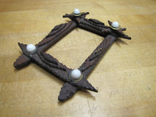 Load image into Gallery viewer, Tramp Art Wooden Frame old small hand carved folk art tiered stars brass