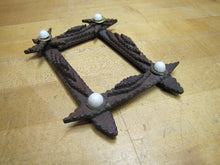 Load image into Gallery viewer, Tramp Art Wooden Frame old small hand carved folk art tiered stars brass