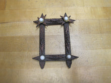 Load image into Gallery viewer, Tramp Art Wooden Frame old small hand carved folk art tiered stars brass