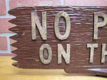 Load image into Gallery viewer, NO PARKING ON THIS SIDE Old Metal Smaltz Reflective Paint Sign 2 Sided Faux Wood