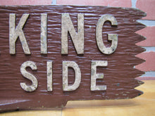 Load image into Gallery viewer, NO PARKING ON THIS SIDE Old Metal Smaltz Reflective Paint Sign 2 Sided Faux Wood