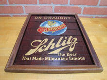 Load image into Gallery viewer, SCHLITZ ON DRAUGHT Old Reverse on Glass Sign Pre-Prohibition Beer Advertising