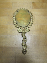 Load image into Gallery viewer, SERPENT SNAKE LEAVES Antique Decorative Arts Hand Mirror Ornate Bevel Edge Glass