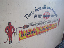 Load image into Gallery viewer, DOUBLE KAY KK NUT SHOP DEVILS TURNING SIZZLING BARBECUED NUTS Old WF Expo Sign