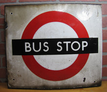 Load image into Gallery viewer, BUS STOP Original Old Porcelain Double Sided Sign Burnham London Transporation