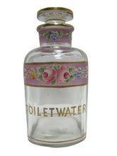 Load image into Gallery viewer, TOILET WATER Antique Perfume Glass Bottle Hand Painted Ornate Detailing Flowers