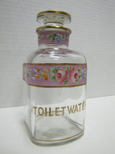 Load image into Gallery viewer, TOILET WATER Antique Perfume Glass Bottle Hand Painted Ornate Detailing Flowers