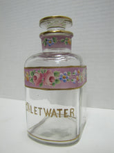 Load image into Gallery viewer, TOILET WATER Antique Perfume Glass Bottle Hand Painted Ornate Detailing Flowers
