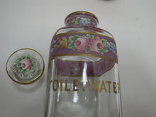 Load image into Gallery viewer, TOILET WATER Antique Perfume Glass Bottle Hand Painted Ornate Detailing Flowers