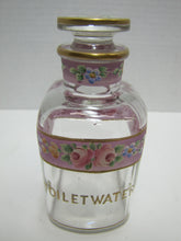 Load image into Gallery viewer, TOILET WATER Antique Perfume Glass Bottle Hand Painted Ornate Detailing Flowers