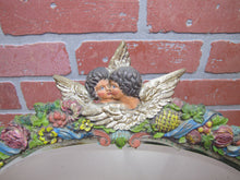 Load image into Gallery viewer, Antique Cherubs Putto Evil Face Bevel Edge Mirror Easel Back Ornate Paint Detail
