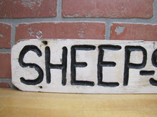 Load image into Gallery viewer, SHEEP-SKINS Old Double Sided Wooden Advertising Sign Wood Sheepskins Store Shop