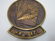 Load image into Gallery viewer, VF-171 UNITED STATES NAVY Old Brass Plaque Sign Fighter Squadron Cards Missile