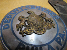Load image into Gallery viewer, DEPUTY CORONER PHILA PA Old Auto Truck Badge Plate Topper Ad Sign Philadelphia