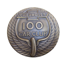 Load image into Gallery viewer, CHEVROLET 100 CAR CLUB Old Bronze Brass Paperweight Medallion Advertising Chevy