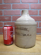 Load image into Gallery viewer, LEIGH & COOK PRINCETON NJ Old Stoneware Advertising Jug Grocery Store Sign Ad