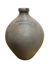 Load image into Gallery viewer, CLARK & FOX ATHENS Antique Stoneware Ovoid Jug w Handle Grocery Distillery 19c