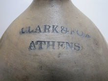 Load image into Gallery viewer, CLARK & FOX ATHENS Antique Stoneware Ovoid Jug w Handle Grocery Distillery 19c