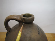 Load image into Gallery viewer, CLARK & FOX ATHENS Antique Stoneware Ovoid Jug w Handle Grocery Distillery 19c