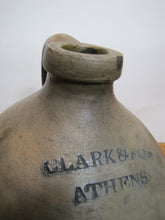 Load image into Gallery viewer, CLARK & FOX ATHENS Antique Stoneware Ovoid Jug w Handle Grocery Distillery 19c