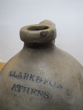 Load image into Gallery viewer, CLARK & FOX ATHENS Antique Stoneware Ovoid Jug w Handle Grocery Distillery 19c