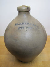 Load image into Gallery viewer, CLARK & FOX ATHENS Antique Stoneware Ovoid Jug w Handle Grocery Distillery 19c