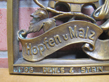 Load image into Gallery viewer, 1930s DEHLS & STEIN NEWARK NJ GOD PROVIDES HOPS & MALTS Bronze Beer Plaque Sign
