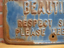 Load image into Gallery viewer, KEEP LONG BEACH BEAUTIFUL RESPECT SHRUBS PLEASE KEEP OFF Original Old Ad Sign