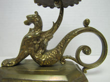 Load image into Gallery viewer, GRIFFIN MONSTER BEAST Antique Bronze Brass Chamberstick Candle Holder Ornate