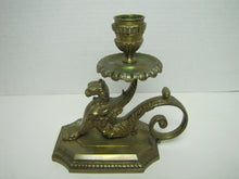 Load image into Gallery viewer, GRIFFIN MONSTER BEAST Antique Bronze Brass Chamberstick Candle Holder Ornate