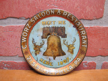 Load image into Gallery viewer, WORZ SALOON & RESTAURANT PHILA PA Antique Advertising Tip Tray Bar Pub Tavern