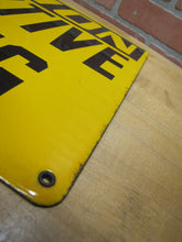 Load image into Gallery viewer, CAUTION LOCOMOTIVE CROSSING Original Old Porcelain Sign Train Station Railroad