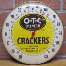 Load image into Gallery viewer, O-T-C ORIGINAL TRENTON CRACKER Co Old Glass Face Advertising Thermometer NJ 1848
