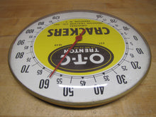 Load image into Gallery viewer, O-T-C ORIGINAL TRENTON CRACKER Co Old Glass Face Advertising Thermometer NJ 1848