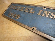Load image into Gallery viewer, DREXEL INSTITUTE 1899 1900 Original Old Brass Bronze Plaque Sign University Ad