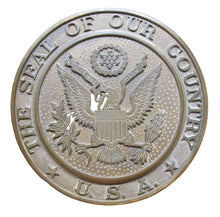Load image into Gallery viewer, THE SEAL OF OUR COUNTRY USA Brass Plaque Medallion Ad Sign Spread Winged Eagle