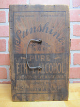 Load image into Gallery viewer, SUNSHINE PURE ETHYL ALCOHOL FOR NON-BEVERAGE USE Prohibition Era Wooden Ad Box