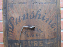 Load image into Gallery viewer, SUNSHINE PURE ETHYL ALCOHOL FOR NON-BEVERAGE USE Prohibition Era Wooden Ad Box