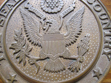 Load image into Gallery viewer, THE SEAL OF OUR COUNTRY USA Brass Plaque Medallion Ad Sign Spread Winged Eagle
