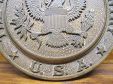 Load image into Gallery viewer, THE SEAL OF OUR COUNTRY USA Brass Plaque Medallion Ad Sign Spread Winged Eagle
