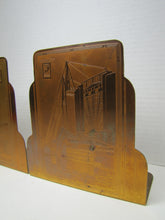 Load image into Gallery viewer, 1930s CHICAGO WORLDS FAIR CENTURY OF PROGRESS Bookends HALL SCIENCE TRAVEL BLDG