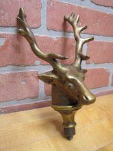 Load image into Gallery viewer, DEER BUCK HEAD MOUNT Old Brass Figural Finial Topper Hardware Element 14 Point