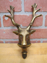 Load image into Gallery viewer, DEER BUCK HEAD MOUNT Old Brass Figural Finial Topper Hardware Element 14 Point