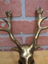Load image into Gallery viewer, DEER BUCK HEAD MOUNT Old Brass Figural Finial Topper Hardware Element 14 Point