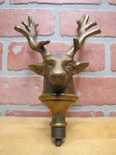 Load image into Gallery viewer, DEER BUCK HEAD MOUNT Old Brass Figural Finial Topper Hardware Element 14 Point