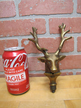 Load image into Gallery viewer, DEER BUCK HEAD MOUNT Old Brass Figural Finial Topper Hardware Element 14 Point