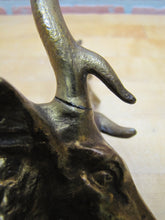 Load image into Gallery viewer, DEER BUCK HEAD MOUNT Old Brass Figural Finial Topper Hardware Element 14 Point