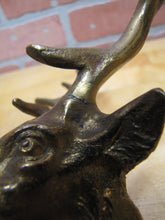 Load image into Gallery viewer, DEER BUCK HEAD MOUNT Old Brass Figural Finial Topper Hardware Element 14 Point