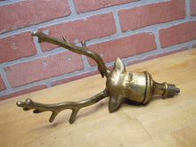 Load image into Gallery viewer, DEER BUCK HEAD MOUNT Old Brass Figural Finial Topper Hardware Element 14 Point